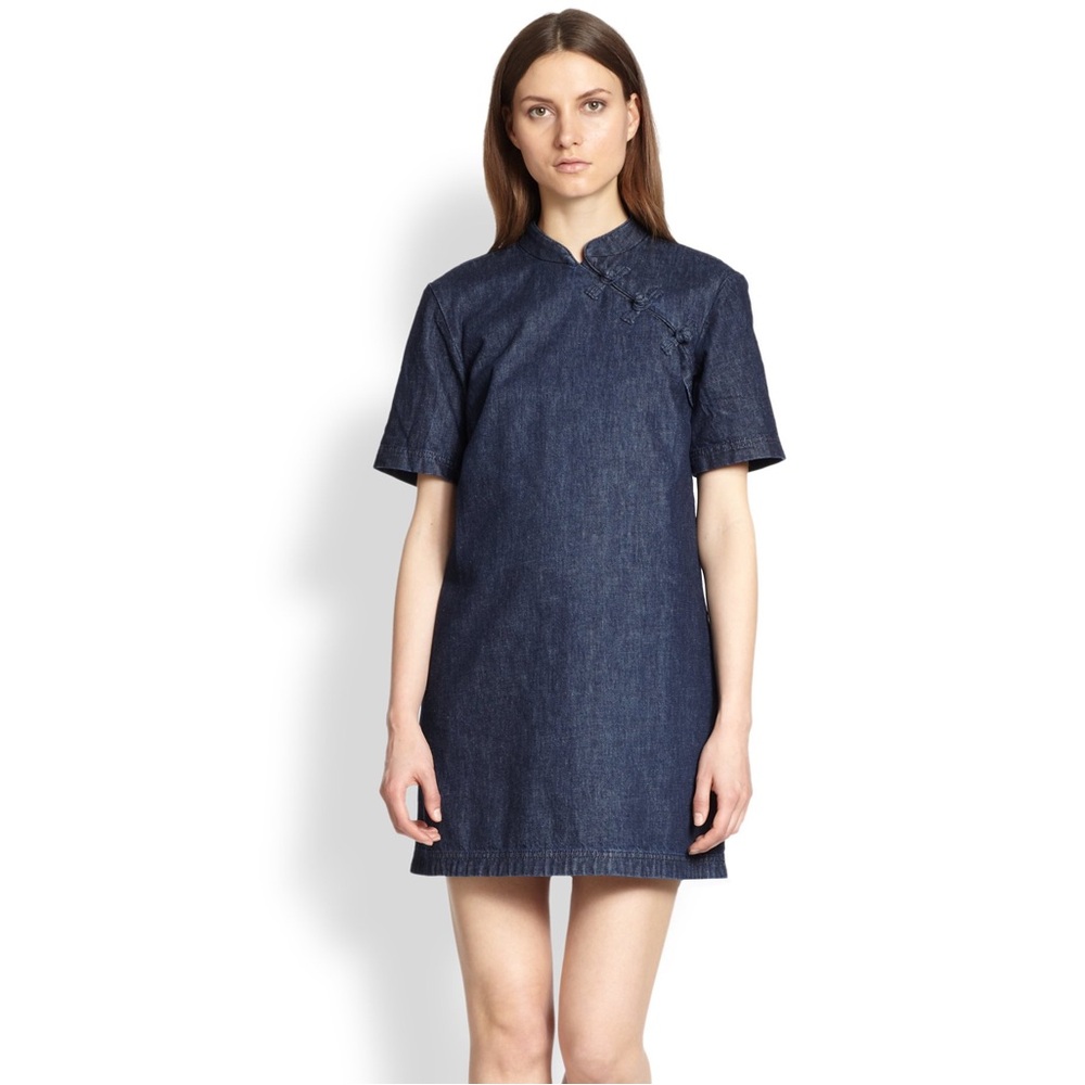 Marc By Marc Jacobs Denim Dark Blue Mini Dress Asian inspired detail y2k